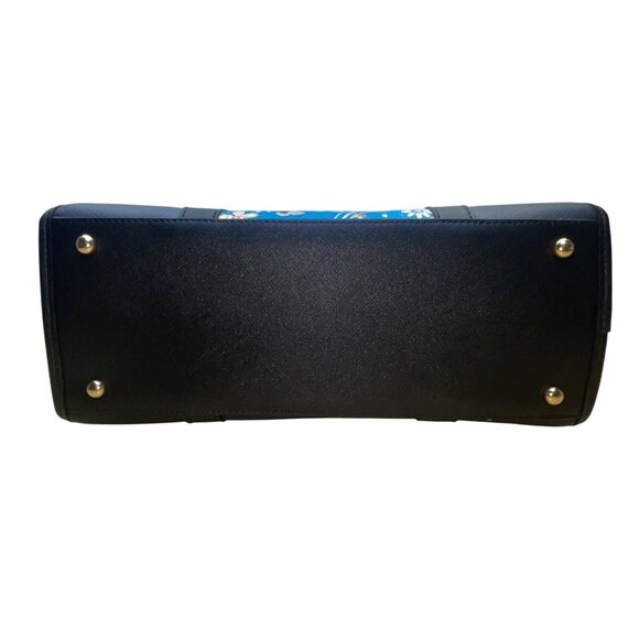 Dasein  Navy Blue Floral Faux Leather Tote Bag with matching wallet - Picture 5 of 16